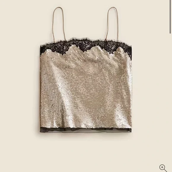 J.Crew Gwyneth lace-trim slip skirt with sequins and Matching Camisole top L/12 - Picture 2 of 4